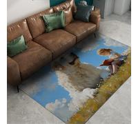 Via Vela Niña pequeña Lee Perro Alfombrilla 160x230cm Grueso óleo Estilo artístico Alfombra de Pelo bajo Fina Plegable Grande habitación niño Lavable Antideslizante Sala Juegos Alfombra