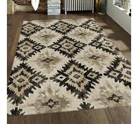 Via Vela Patrón de Diamantes Tribales Lavables Alfombra 80x150cm para Estudio Alfombrilla geométricas Antideslizantes Aztecas Pasillo Pelo bajo en el Comedor Tapete Fina envejida