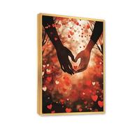 Via Vela Romántico Haz un corazón con ambas manos Lienzo Arte de pared Impresiones Amor Imagen temática Obra de arte para dormitorio San Valentín Poster Pintura decor 80x120cm con marco dorado