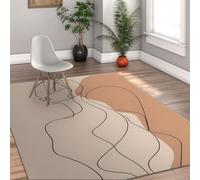Via Vela Rostro Boho Abstracto Alfombra salón 180x300cm Mid Century Terracota línea Arte Alfombra Lavable a máquina con tapete Suave Dormitorio Comedor bajo Mesa