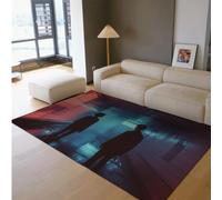 Via Vela Sci Fi People Silhouette Alfombrilla 180x240cm futurista estación Ciudad Motivo Fina Plegable de Pelo bajo Lavable Grande Antideslizante Sala Juegos Dormitorio Alfombra
