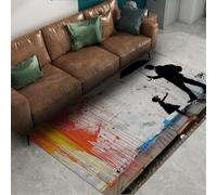 Via Vela Street Graffiti Alfombra 90x150cm Grandes para salón Arte Moderno Alfombrilla Lavable Dormitorio Decoración Interior Figuras de Paraguas Pop Art Tapete Pelo bajo Antideslizante con