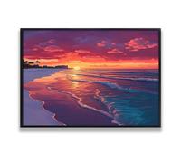 Via Vela Sunset Beach Ocean Mural Arte de pared Cuadro de paisaje costero Obras de arte Impresiones Pósters de paisaje marino Pintura para cocina Decor del hogar 40x60cm con marco negro