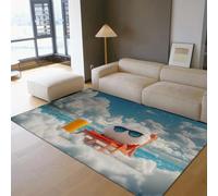 Via Vela Surrealismo Gafas Sol Nube Silla Playa tapete 60x120cm Creativo Cielo Ola mar Paisaje gráfico Fina Plegable de Pelo bajo Lavable Grande Antideslizante Estudio habitación invitado Alfombra