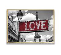 Via Vela Torre Eiffel París Amor Lienzo Arte de Pared Cuadros Negro Blanco Rojo Obras de Arte Impresiones Románticas Escena Callejera para Oficina Casa Hotel Habitación decor 60x92cm Con Marco Dorado