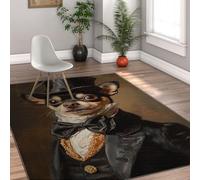 Via Vela Traditional Alfombras 160x230cm For Salon Classic Retro Resistente a Las Manchas Lavable Comedor Cocina Cute Gentleman Dog Portrait Pattern Antideslizante Alfombra Farmhouse Alfombrilla