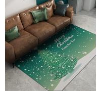 Via Vela Verde árbol Navidad Copo Nieve Alfombra 60x90cm Festivo Invierno Estrella Cita Motivo Fina Plegable de Pelo bajo Lavable Grande Antideslizante Dormitorio Sala tapete