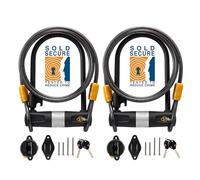 Via Velo 2 Fahrrad-Bügelschloss-Set, gleiches Schlüsselsystem, 4 gleichschließende Schlüssel, robust, 14 mm Bügel und 10 mm x 1,8 m Kabel mit Halterung für Rennrad, Mountainbike, Klapprad