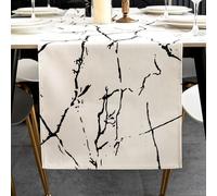 ViaElayu Camino de Mesa Blanco y Negro Primavera Moderno Mármol Textura Abstracto Lavable Camino de Mesa para Mesa de Café, Fiestas, Bodas 40 x 140 cm