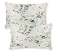 ViaElayu Funda Cojin 30x50 de Primavera Rectángulo Diseño Eucalipto para Sofá de Exterior con Hojas Verdes Acuarela Verde Menta Fundas Cojines Decorativas Funda de Cojines Sofa de Jardín Juego de 2