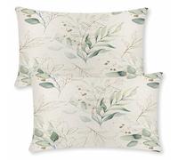 ViaElayu Funda Cojin 30x50 de Primavera Rectángulo Diseño Eucalipto para Sofá de Exterior con Hojas Verdes Acuarela Verde Menta Fundas Cojines Decorativas Funda de Cojines Sofa de Jardín Juego de 2