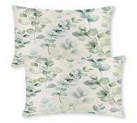 ViaElayu Funda Cojin 30x50 de Primavera Rectángulo Diseño Eucalipto para Sofá de Exterior con Hojas Verdes Acuarela Verde Menta Fundas Cojines Decorativas Funda de Cojines Sofa de Jardín Juego de 2