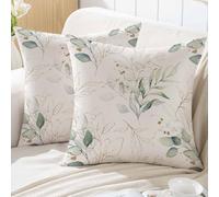 ViaElayu Funda Cojin 40x40 de Primavera Diseño Eucalipto para Sofá de Exterior con Hojas Verdes Acuarela Verde Menta Fundas Cojines Decorativas Funda de Cojines Sofa de Jardín Juego de 2