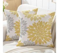 ViaElayu Fundas Cojines Exterior Jardin 45x45 Impermeable Amarillo Flores de Dalia Decorativo Modernas Cuadrado Verano Fundas de Almohada para Patio Balcón Estar Dormitorio Sofá, Juego de 2