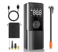 Viafexna Inflador Electrico 6000Mah, Compresor Aire Portatil 150 PSI 12V, Hinchador Ruedas Coche con Manómetro para Ruedas De Coche, Bicicleta, Pelota, Globos, Colchon Hinchable