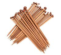 ViaGasaFamido 36 Agujas de Tejer de bambú de una Sola Punta Carbonizadas para Tejer Suéteres, Gorros, Bufandas, y Calcetines Hechos a mano.