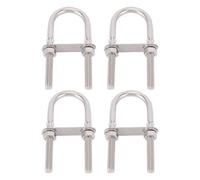 ViaGasaFamido 4 Piezas de Acero Inoxidable 304 Perno en U Abrazadera de Tubo M12x150 Mm con Tuercas Arandelas de Placa para Tubería Madera Acero RV Parachoques Barcos Soportes Al