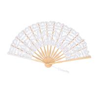 ViaGasaFamido Abanico Plegable Elegante de Encaje Vintage con Diseño Calado y Borlas de Seda para Decoración de Bodas, Fiestas, Bailes y Eventos. Regalo Ideal. (White)
