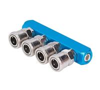 ViaGasaFamido Bloque de Distribución de Aire G1/4, Conector Neumático de Aluminio, Conector en Línea de 4 Vías para Manguera de Compresor de Aire, Adecuado para Proyectos de Bricolaje y Uso