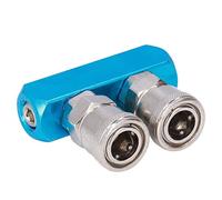 ViaGasaFamido Bloque de Distribución de Aire G1/4, Conector Neumático de Aluminio, Conector en Línea de 4 Vías para Manguera de Compresor de Aire, Adecuado para Proyectos de Bricolaje y Uso