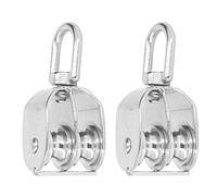 ViaGasaFamido Bloque de Polea Doble M20 de Acero Inoxidable, Paquete de 2 Ganchos Giratorios 304 de Alta Resistencia, Rotación de 360 con Cuerda de Nailon de 6 Mm para Cable de Elevación,