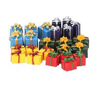 ViaGasaFamido Cajas de Presentación de Navidad de 25 Piezas de Muñecas, Resina Mini Adornos Navideños para 1:12 Manualidades de Casas de Muñecas y Favores de Fiesta