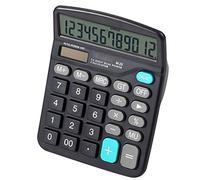 ViaGasaFamido Calculadora Básica de Doble Potencia Calculadora de Escritorio de 12 Dígitos con Pantalla LCD Grande y Botón Sensible Grande para Uso en la Oficina en Casa (Black)