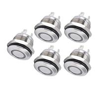 ViaGasaFamido Interruptor de Botón de Acero Inoxidable, Interruptor Momentáneo Impermeable de 12 Mm para Control Electrónico y Accesorios de Alimentación (DC3~6V BLUE)