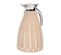 ViaGasaFamido Jarra Térmica de café de Acero Inoxidable, Jarra de café Aislada con Diseño de Ratán Tejido, Capacidad de 1,5 L para Bebidas Frías y Calientes en Casa u Oficina (Beige)