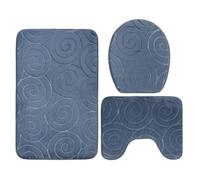 ViaGasaFamido Juego de 3 Alfombrillas para Baño con Alfombras Absorbentes Laterales para Bañera Cubierta de Tapa de Inodoro con Relieve de Piedra Alfombrillas Antideslizantes para Suelo de Baño Set