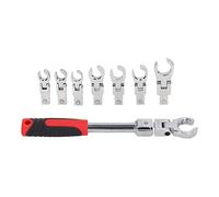 ViaGasaFamido Juego de Llaves de Trinquete Reemplazables Juego de Llaves de Cabeza Flexible de Acero Al Cromo Vanadio 9 Piezas Cabeza Giratoria de 180 ° de 176 Mm para Reparación de Automóviles