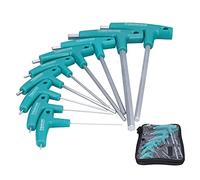 ViaGasaFamido Juego de Llaves Hexagonales con en T, Juego de Llaves Hexagonales de Doble Cabeza, 9 Piezas de Acero Al Cromo Vanadio con Agarre Antideslizante de PP y Bolsa de Almacenamiento para
