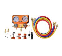 ViaGasaFamido Juego de Manómetros HVAC de Colector Kit de Medición de Presión Duradero y Preciso para Refrigerantes R12 R22 R134a con Mangueras de PVC para Uso en Talleres
