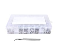ViaGasaFamido Juego de Tornillos de Acero Inoxidable 304, Kit de 580 | Estuche con compartimentos etiquetados con rejilla, 180 pernos, 200 tuercas, 180 arandelas, 4 llaves, pinzas, rosca