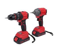 ViaGasaFamido Kit de Taladro y Llave de Impacto de 21 V, par de 350 N, Motor sin Escobillas de 2400 RPM con 2 Baterías, Luz LED para Uso Profesional de Bricolaje Automotriz (Enchufe UE 230V)