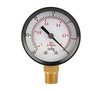 ViaGasaFamido Manómetro de Vacío 2 Pulgadas, Escala Doble PSI/Bar, Conexión Inferior NPT 1/4", Carcasa de Acero, para Sistemas de Refrigeración y Aire Acondicionado