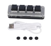 ViaGasaFamido Mini Teclado Mecánico para Juegos de 4 Teclas, Programación, Almohadilla Personalizada Múltiple, Interruptor Rojo con Cable USB C a Prueba de Polvo con Luz RGB para PC,