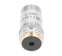 ViaGasaFamido Objetivo 100X, Lente Objetivo de Microscopio Acromático 100X, Gran Aumento, Rosca de Interfaz de 20,2mm para Suministros de Lupa Compuesta, Lentes