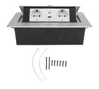 ViaGasaFamido Regleta Emergente con Carga Rápida USB de 20 W, Toma de Corriente Integrada a Prueba de Lluvia, Aleación de Aluminio Plateada para Isla de Cocina, Escritorio de Oficina y Hogar