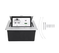 ViaGasaFamido Regleta Empotrada, Tomacorriente de 2 Clavijas Puerto USB A y C PD20W Panel de Aleación de Aluminio de Carga Rápida PC Retardante de Llama, con Anillo de Sellado Impermeable,