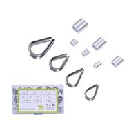ViaGasaFamido Robusto Kit de Funda y Dedal de Cable de Cuerda de Alambre de 195 Piezas para Proyectos de Elevación y Seguridad Aluminio Duradero Acero Inoxidable (195 Uds.)
