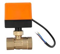 ViaGasaFamido Válvula de Bola Motorizada AC220V 1.6MPA 6W L Forma de Latón Válvula Eléctrica de la Bola 3 Alambre 2 Control de Naranja para el de Aire Acondicionado de Calentamiento de Piso (G3/4)