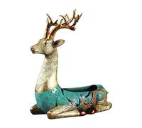 Viahsen Bandeja de Almacenamiento con Estatua de Ciervo, Ligera, para Manualidades, Escultura Decorativa para El Hogar, Figura Decorativa, Cuenco para Entrada, Azul Y Dorado, Individual