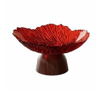 Viahsen Bandeja Industrial Base Estable con Diseño Elegante en Forma de Pétalos Versátil Como Frutero Organizador Portallaves Adecuada para Decoración de Sala Comedor Entrada, Rojo, Base Redonda