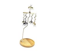 Viahsen Portavelas Giratorio, Portavelas, Regalo, Romántico con Bandeja de Bambú, Candelabro para Velas de Té para Dormitorio Y Fiestas, Ciervo Copo de Nieve, Individual