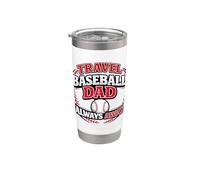 Viaja, béisbol, papá, siempre está lejos, padre de equipo divertido Vaso térmico de acero inoxidable de doble pared