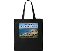 Viaja The World Marloes Sands, Pembrokeshire bolso de algodón orgánico natural negro, negro, talla única, Negro, En storlek