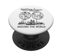 Viajar Alrededor del Mundo Vintage Travel Art 2 Shapes Mania PopSockets PopGrip Adhesivo