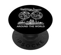 Viajar Alrededor del Mundo Vintage Travel Art Shapes Mania PopSockets PopGrip Adhesivo