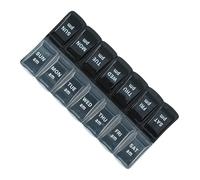 Viajar - Caja para píldoras de viaje - Bandeja extraíble - Caja para píldoras de viaje, 2 veces al día AM/PM para píldoras, aceite de pescado, suplementos, 7 compartimentos separados